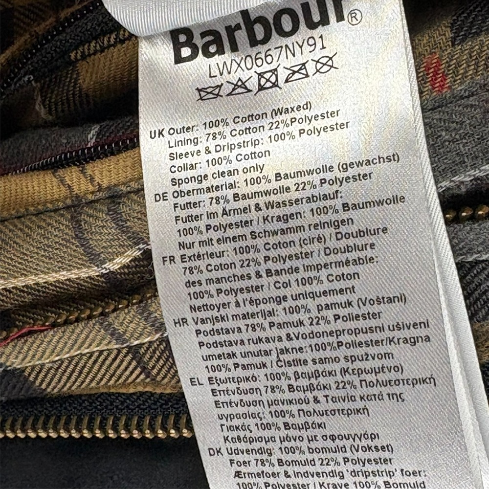 Barbour Beadnell Waxed Jacket Womens 18 2XL Navy Tartan Removable Hood $453 - Picture 10 of 16